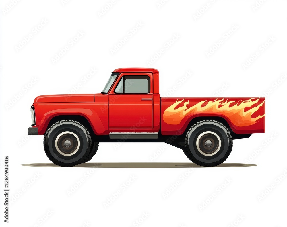 Fototapeta premium Red Vintage Pickup Truck Pixel Art Illustration