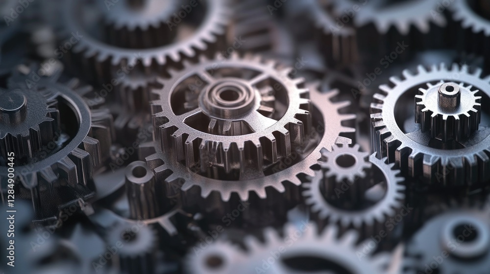Abstract D visualization of interconnected gears, symbolizing synchronized teamwork and collaboration Abstract D visualization of interconnected gears, symbolizing synchronized teamwork and collaboration
