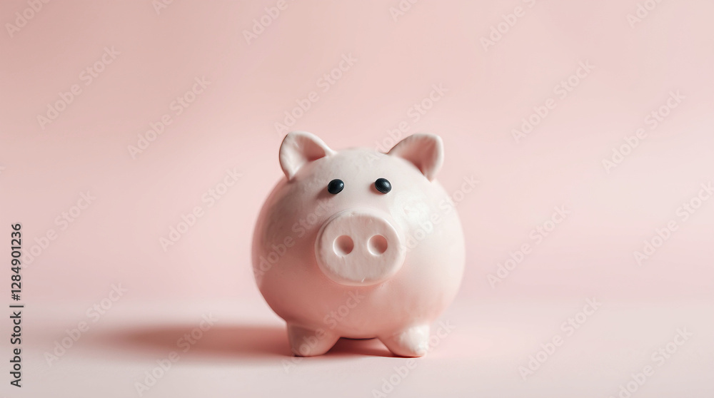 a minimalist and clean style, showcasing a classic pink piggy bank against a solid, soft pink background a minimalist and clean style, showcasing a classic pink piggy bank against a solid, soft pink background