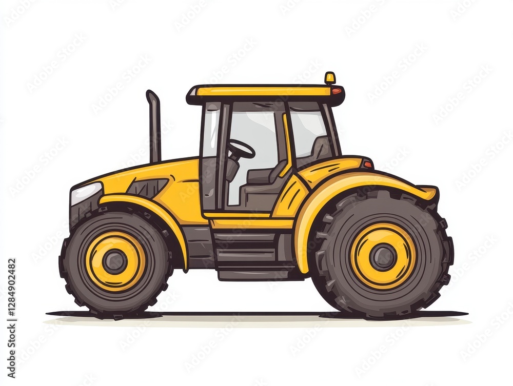 Yellow Tractor Pixel Art Illustration on White Background Yellow Tractor Pixel Art Illustration on White Background