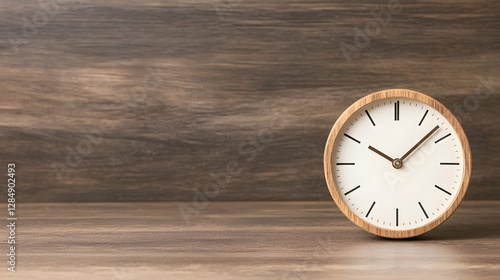 Wallpaper Mural Wooden clock on desk, time management concept, dark wood background, business Torontodigital.ca