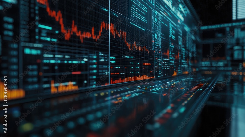 Business finance strategy board with risk analysis charts, investment returns, and economic forecasts Business finance strategy board with risk analysis charts, investment returns, and economic forecasts