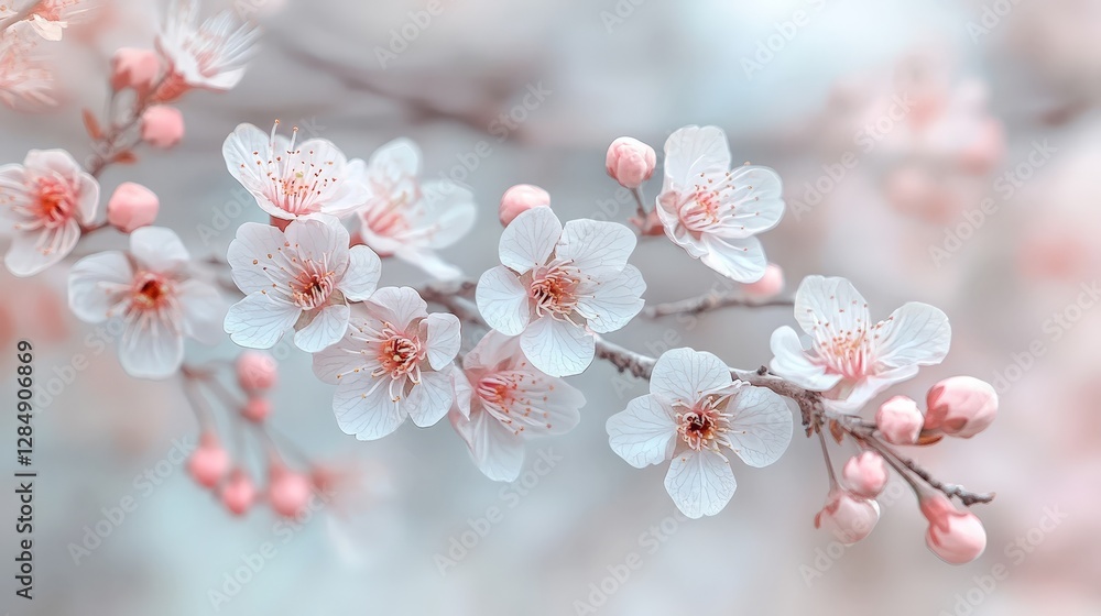 A close-up of delicate cherry blossoms showcasing their beauty in soft pastel colors. A close-up of delicate cherry blossoms showcasing their beauty in soft pastel colors.
