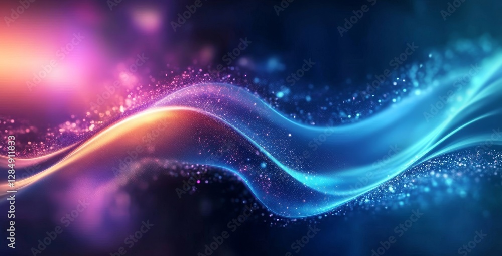 Abstract Blue and Pink Wave with Glowing Particles, Abstract Background, Particle Background Abstract Blue and Pink Wave with Glowing Particles, Abstract Background, Particle Background