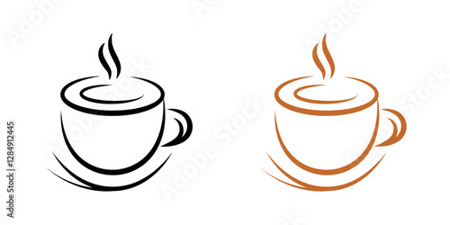 Modern Coffee Cup Design for Social Media,Stylish Hot Beverage Illustration ,Cafe Branding Coffee Shop Marketing Banner, Minimalist Espresso Cup Vector and Warm Drink Template