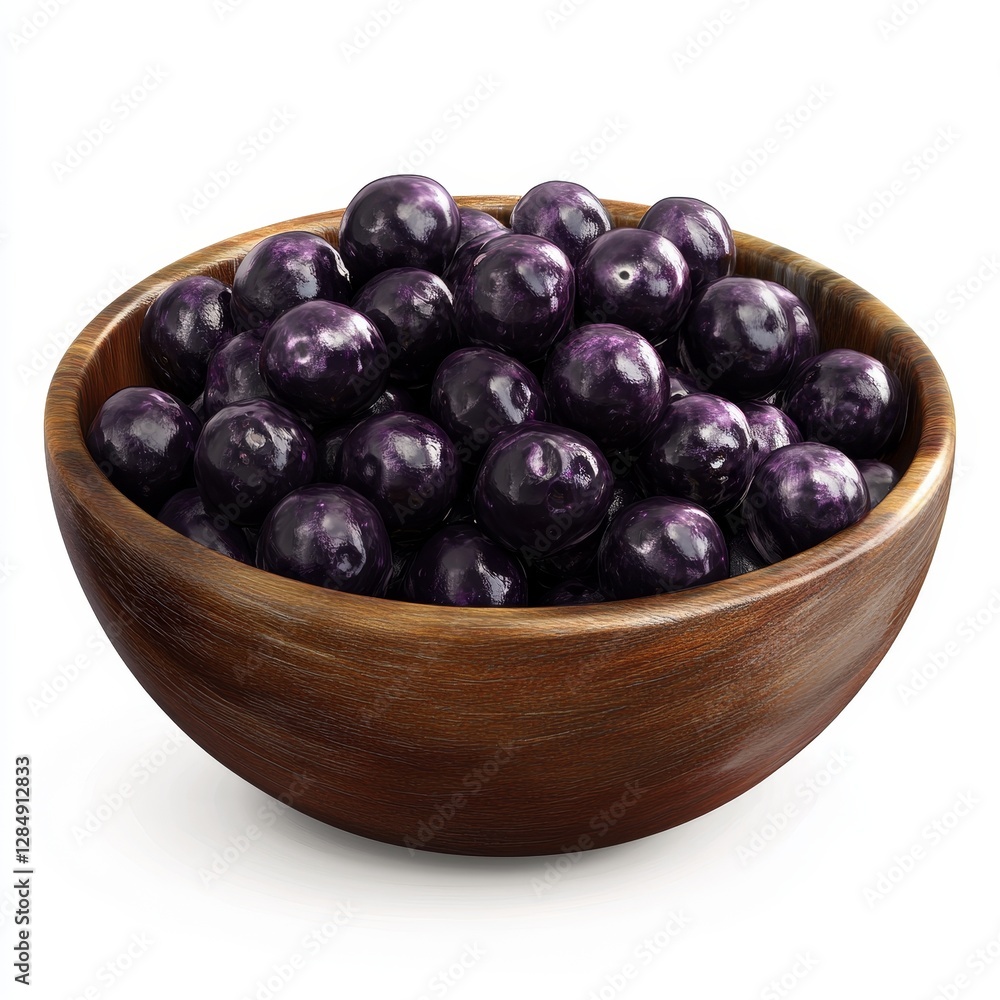custom made wallpaper toronto digitalWooden Bowl of Acai Berries, 3D Render, Superfood, Antioxidant Acai, Berry