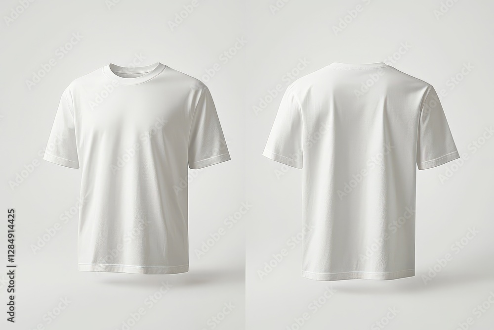 Blank white t-shirt front and back on light background Blank white t-shirt front and back on light background