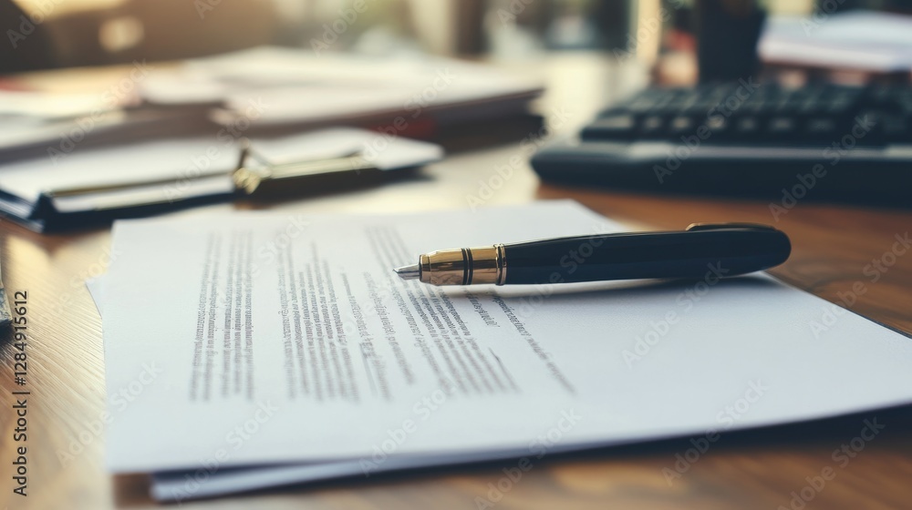 Legal contract signing concept with negotiation documents and a seal stamp on a professional desk Legal contract signing concept with negotiation documents and a seal stamp on a professional desk