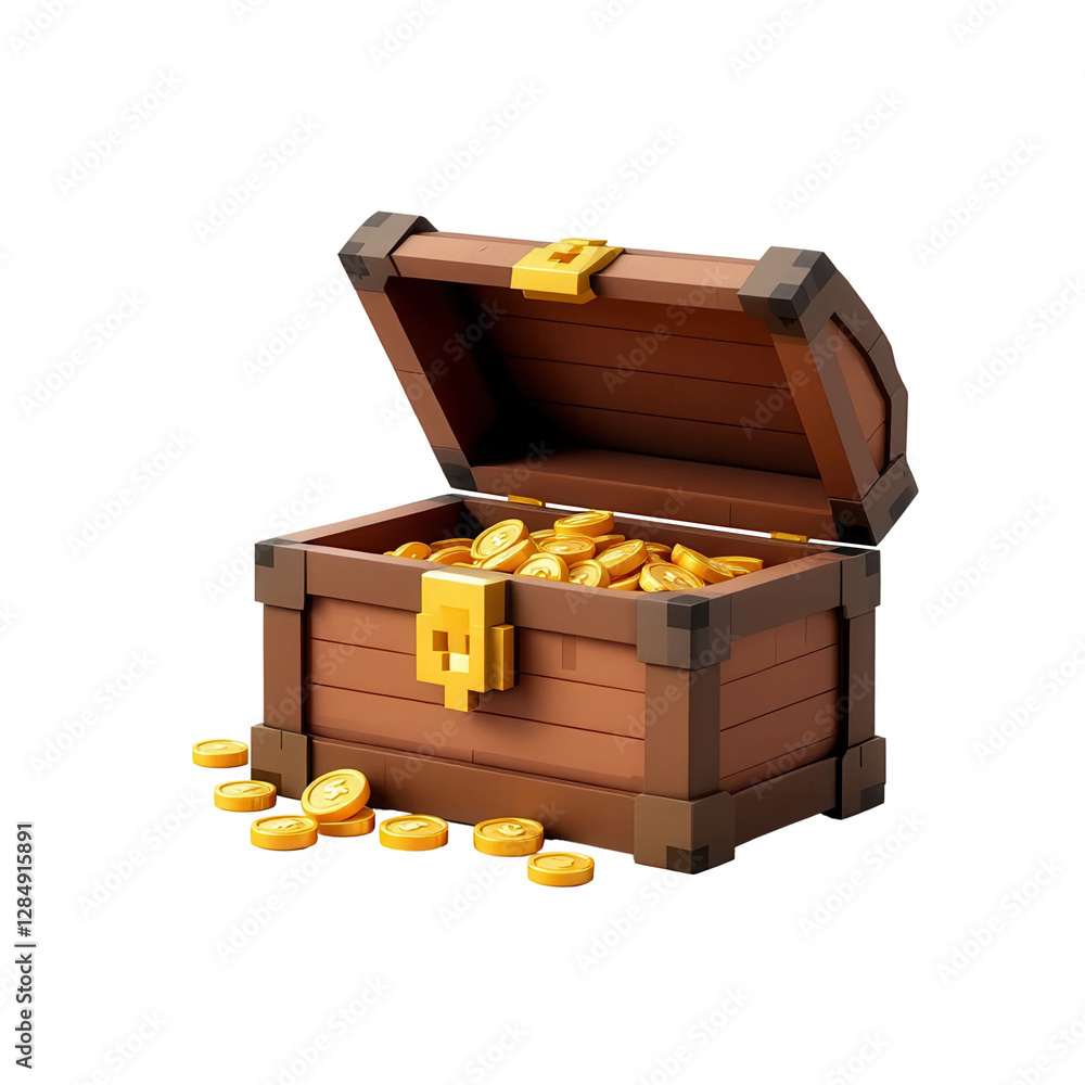 Pixelated Treasure Chest on Transparent Background Pixelated Treasure Chest on Transparent Background