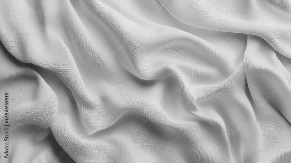 Obraz premium Crumpled light gray fabric with subtle texture and gentle fabric waves
