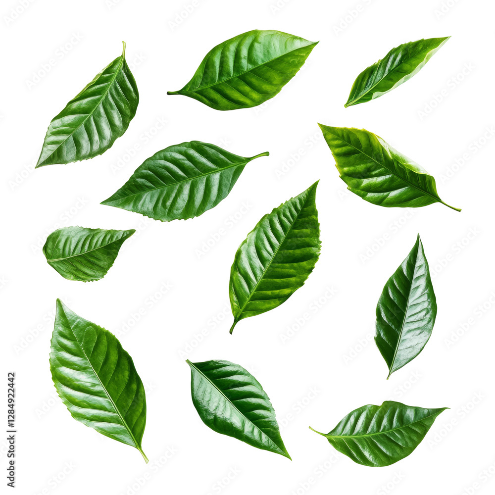 set of green leaves set of green leaves