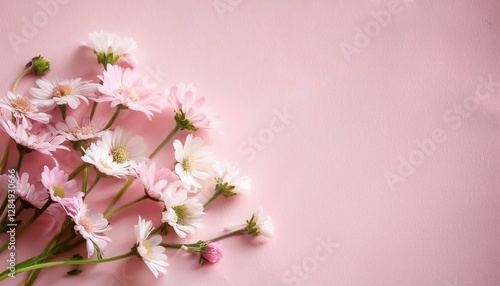 Wallpaper Mural 핑크빛 종이 위에 작은 들꽃들이 자연스럽게 흩어져 있다 Torontodigital.ca