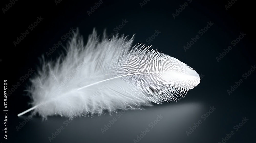 Obraz premium Single White Feather Against Dark Background