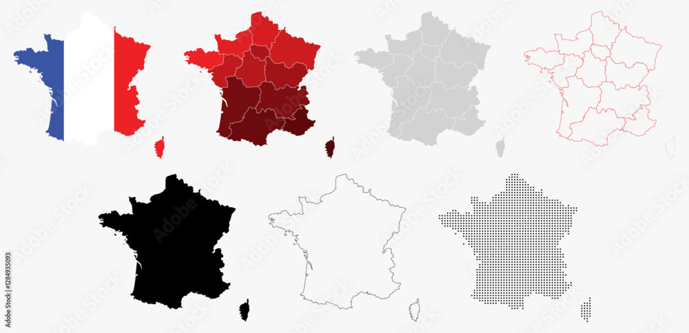 Fototapeta premium Collection of France Map Europe Country