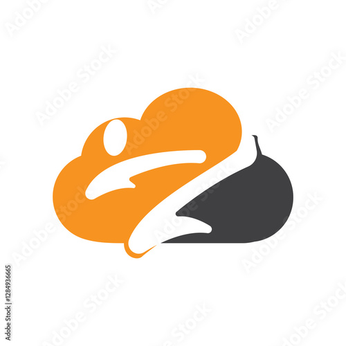 Karate sports with cloud vector logo design. Martial art logo concept.