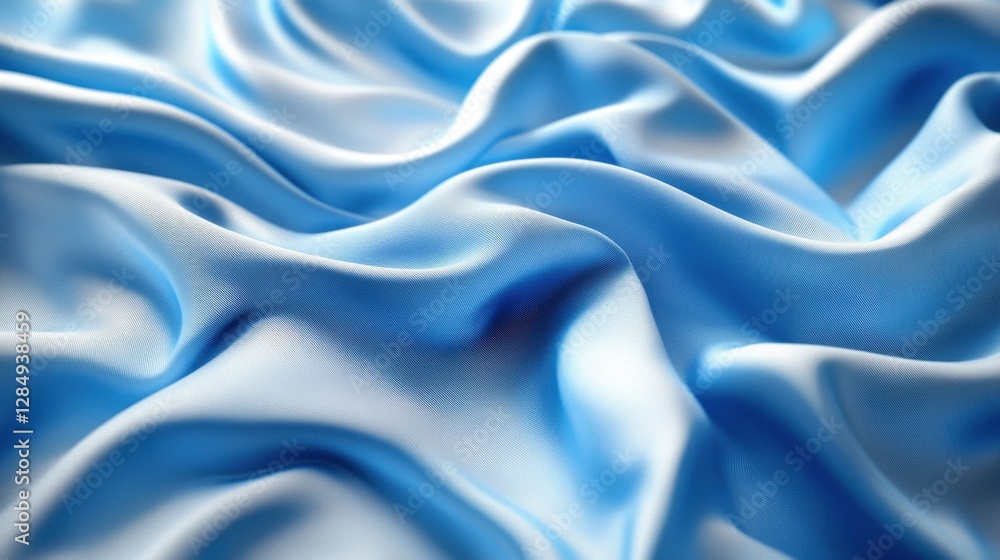 A Serene Close-Up of Flowing Light Blue Silk Fabric with Elegant Texture and Patterns A Serene Close-Up of Flowing Light Blue Silk Fabric with Elegant Texture and Patterns