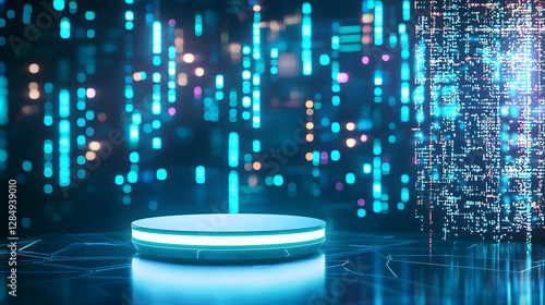 Futuristic data visualization stage virtual environment digital art high-tech abstract viewpoint innovation concept