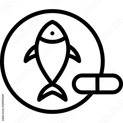fish oil icon illustration design with outline