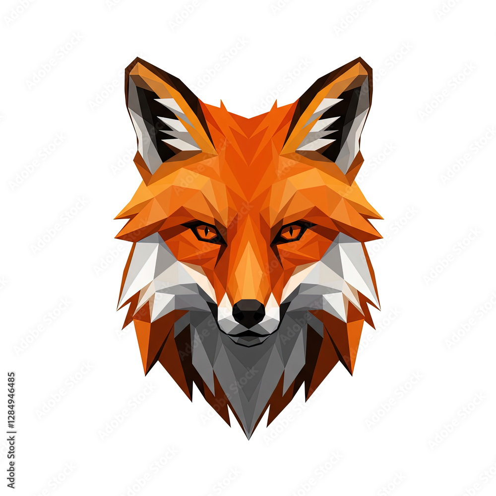 Obraz premium A Detailed Portrait of a Fox in Geometric Form