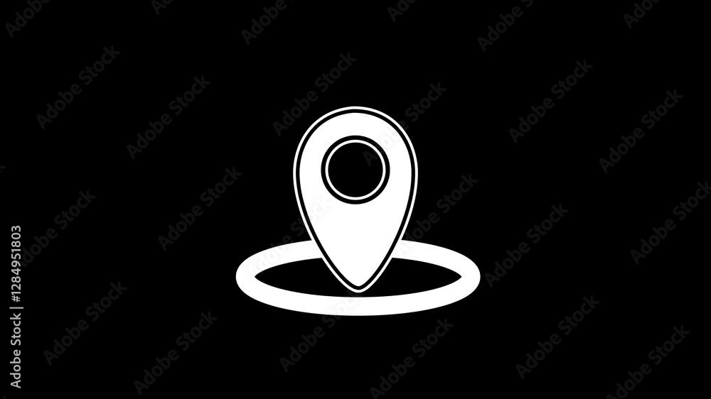 Animation of a falling geolocation marker with an area around it that jumps from the marker's fall with an alpha channel Animation of a falling geolocation marker with an area around it that jumps from the marker's fall with an alpha channel