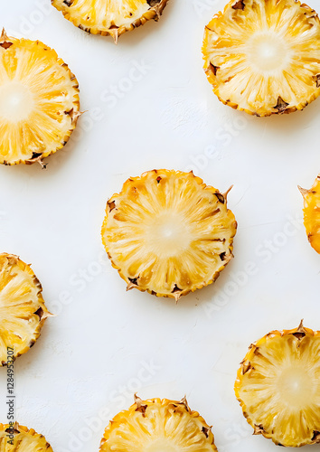 Dried Pineapple Slices Isolated on White Background photo