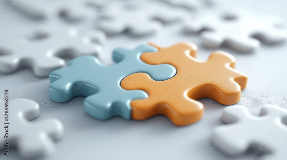 Two Connected Puzzle Pieces Among Many Others Two Connected Puzzle Pieces Among Many Others