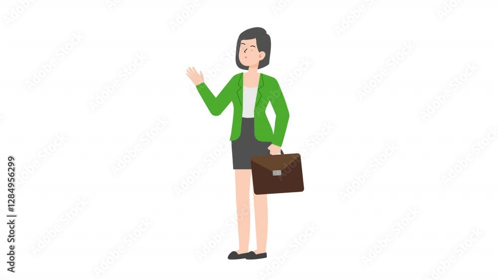 Woman standing holding briefcase cartoon animation
Woman standing holding briefcase cartoon animation