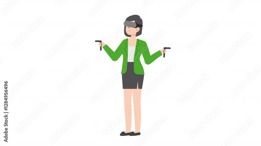 Woman standing using vr cartoon animation
Woman standing using vr cartoon animation
