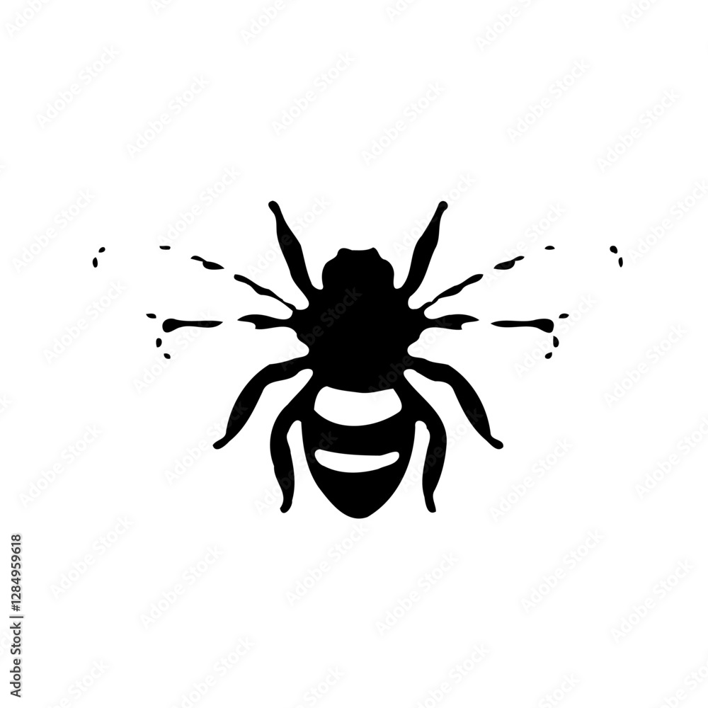 Obraz premium Black Bee Silhouette Detailed Illustration