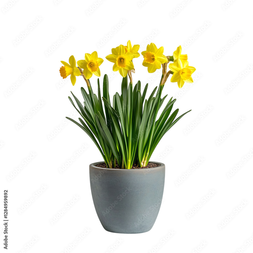 A Vibrant Yellow Daffodil Plant in Full Bloom Isolated on Transparent Background A Vibrant Yellow Daffodil Plant in Full Bloom Isolated on Transparent Background