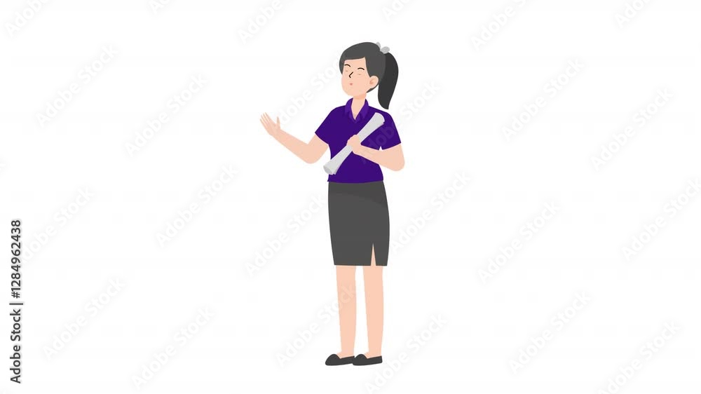 Woman is standing and giving a lecture cartoon animation
Woman is standing and giving a lecture cartoon animation