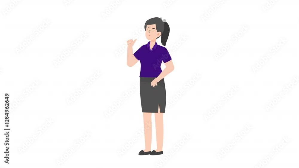 Woman standing with thumbs up cartoon animation
Woman standing with thumbs up cartoon animation