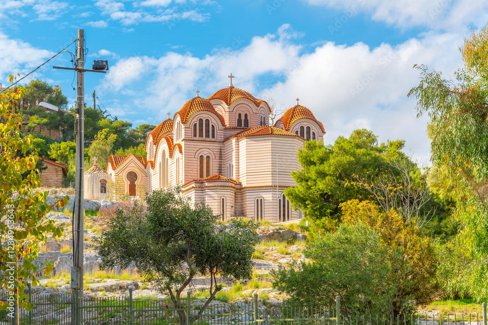 The Church of Agia Marina basilica, a Greek Orthodox church of Byzantine architecture in the historic center of Athens, Greece.
The Church of Agia Marina basilica, a Greek Orthodox church of Byzantine architecture in the historic center of Athens, Greece.