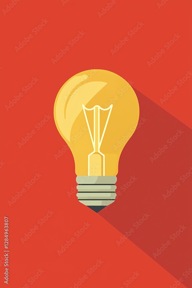 Flat design illustration of a lightbulb symbolizing innovation and creativity, simple shapes, vibrant palette Flat design illustration of a lightbulb symbolizing innovation and creativity, simple shapes, vibrant palette