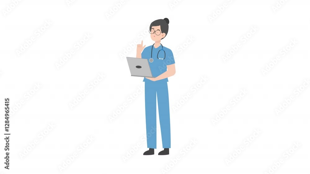 Doctor working on laptop cartoon animation
Doctor working on laptop cartoon animation