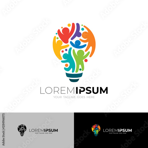 Bulb logo with charity design charity, colorful style