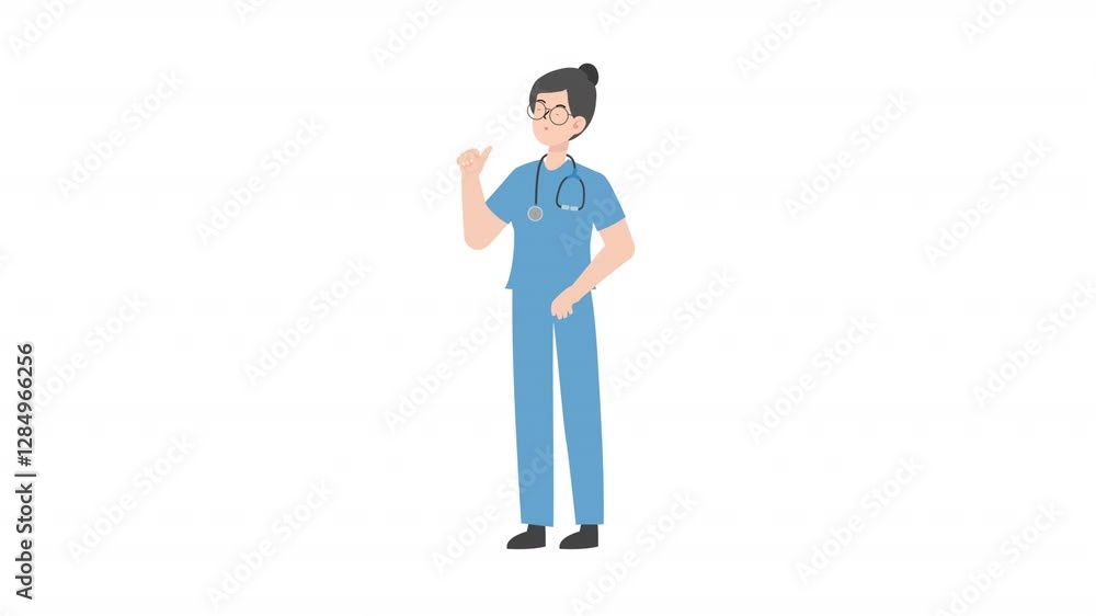 Doctor standing with thumbs up cartoon animation
Doctor standing with thumbs up cartoon animation
