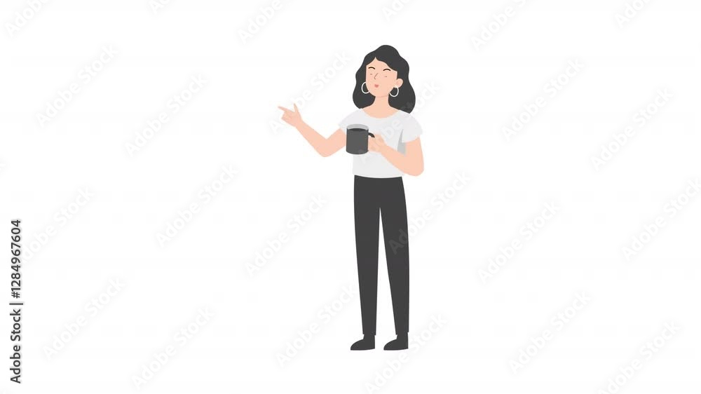 video woman stands with coffee cartoon animation
video woman stands with coffee cartoon animation