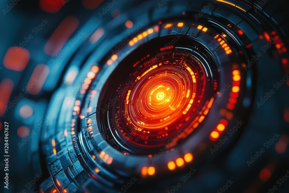 Obraz premium Futuristic Circular Design with Bright Orange and Red Elements