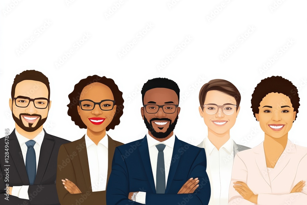 Diverse Group of Professionals Standing Together with Confidence and Smiles Diverse Group of Professionals Standing Together with Confidence and Smiles