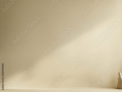 Beige wall, sunlit corner, minimalist