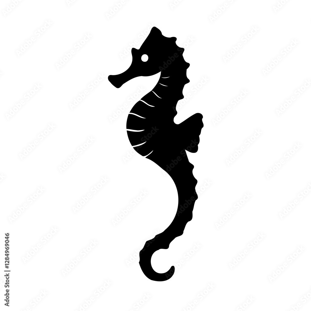 Elegant Seahorse Silhouette on White Backdrop