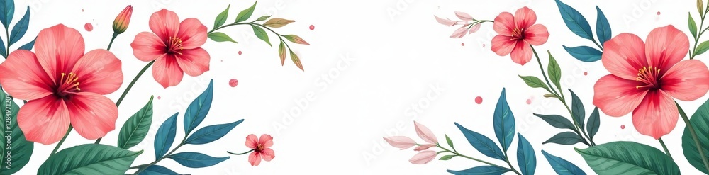 Obraz premium Seamless pastel tropical flowers on white background, elegant and vibrant, flowers, pastel