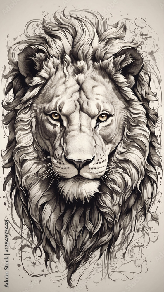 Vivid Lion Illustration Depicting Wild Power and Beauty Vivid Lion Illustration Depicting Wild Power and Beauty