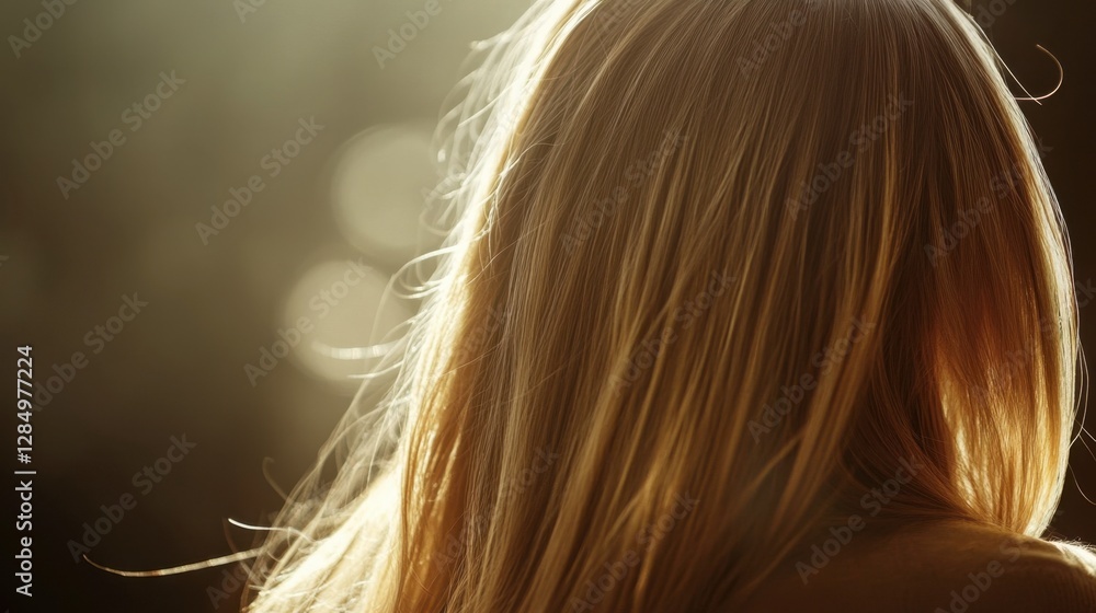 Soft Glow of Sunlight on Long Blonde Hair in Nature Background Soft Glow of Sunlight on Long Blonde Hair in Nature Background