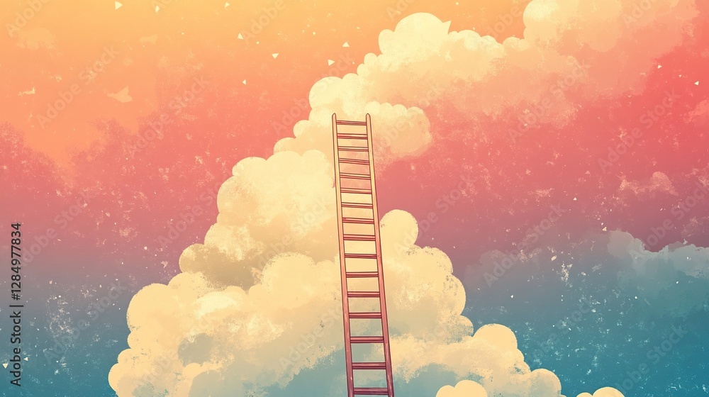 Obraz premium Reaching for the Dreams: A Ladder to the Clouds