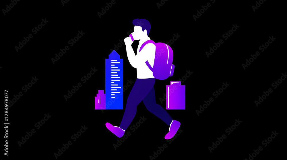 Vector Illustration of a Businessman Walking in the City Vector Illustration of a Businessman Walking in the City