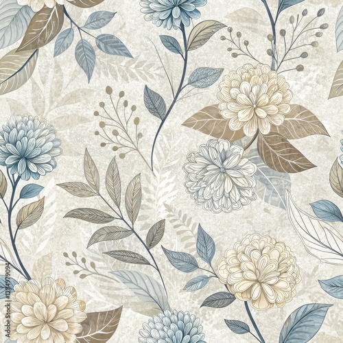 Floral Seamless Pattern Design Charming Gardens Textile Art Soft Palette Aesthetic Viewpoint Nature Inspiration