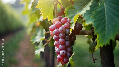 Wallpaper Mural Close-Up Shot of Ripe Red Grapes Hanging on Vine in Vineyard with Green Leaves Torontodigital.ca