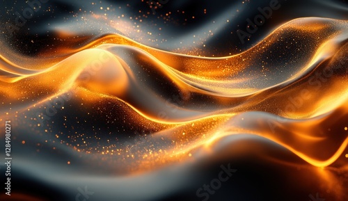 Abstract Fluid Waves in Gold and Black Modern Minimalism Graphic Design